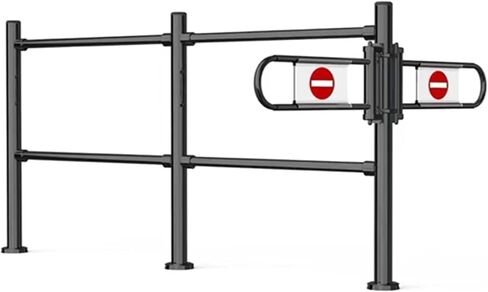 باب معدني متأرجح يغلق تلقائيًا - بوابة أمان لأمين الصندوق في السوبر ماركت حاجز مدخل زنبركي في اتجاه واحد للمستودعات ومراكز التسوق - فضي 300 × 100 سم in Kuwait