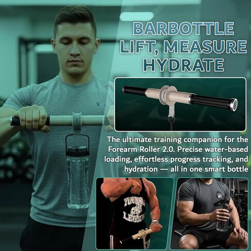 Barbottle, Gym Water Bottle with Measurement Scale, 1-5 lb Water Weight Capacity, Wide Mouth Flip Top Lid with Carry Loop, Forearm Roller 2.0 Compatible in Saudi Arabia
