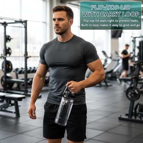 Barbottle, Gym Water Bottle with Measurement Scale, 1-5 lb Water Weight Capacity, Wide Mouth Flip Top Lid with Carry Loop, Forearm Roller 2.0 Compatible in Saudi Arabia