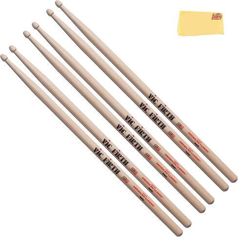 Vic Firth American Classic Extreme 8D Drumsticks - 3-Pack Bundle with Austin Bazaar Polishing Cloth in Saudi Arabia