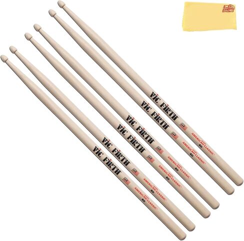 Vic Firth American Classic Extreme 8D Drumsticks - 3-Pack Bundle with Austin Bazaar Polishing Cloth in Saudi Arabia