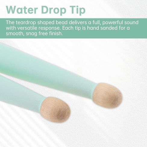 4 أزواج ملونة من أعواد الطبول من خشب القيقب بطرف قطرة ماء 5A للتدرب على مجموعة الطبول/الفخ والطبول الإلكترونية، أخضر/وردي/أرجواني/أبيض in Kuwait