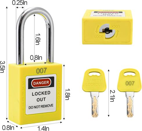 WUWEOT 10 عبوات من أقفال Tagout للقفل، أقفال Loto مختلفة ذات مفاتيح، أقفال كهربائية صفراء للخارج مع مفتاحين لكل قفل لمحطات وأجهزة وضع علامات القفل (متوافقة مع OSHA) in Kuwait