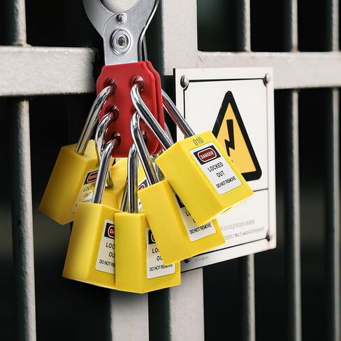 WUWEOT 10 عبوات من أقفال Tagout للقفل، أقفال Loto مختلفة ذات مفاتيح، أقفال كهربائية صفراء للخارج مع مفتاحين لكل قفل لمحطات وأجهزة وضع علامات القفل (متوافقة مع OSHA) in Kuwait