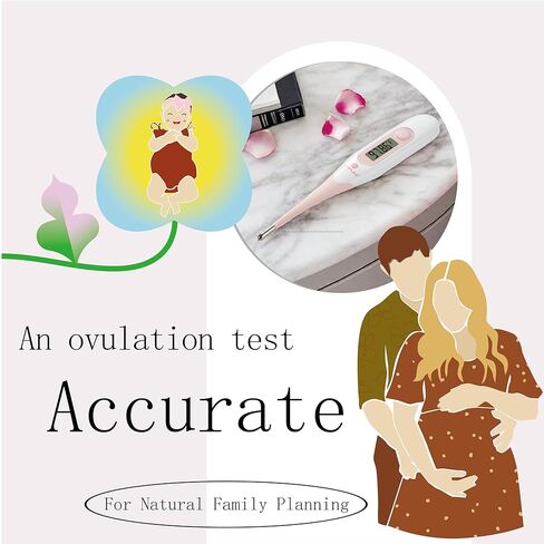 Amplim Digital Basal Thermometer, Medical Grade Accurate BBT for Ovulation Tracking, 1/100th Degree High Precision Fertility Prediction, 60-Sec Read, Memory Recall, Flexible Waterproof Tip, Pink in Saudi Arabia