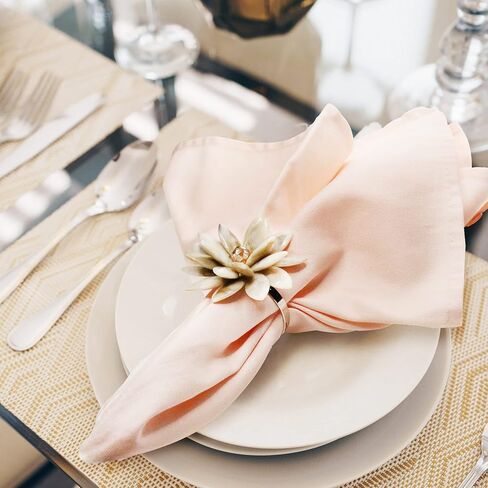 Marble Napkin Rings Set of 6, Succulent Beige Shell Flower Ring Napkin Holder, Bohu Rustic Coastal Table Decoration for Family Gathering, Thanksgiving Day, Christmas Day Kitchen Table Decor in Saudi Arabia