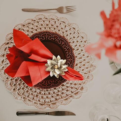 Marble Napkin Rings Set of 6, Succulent Beige Shell Flower Ring Napkin Holder, Bohu Rustic Coastal Table Decoration for Family Gathering, Thanksgiving Day, Christmas Day Kitchen Table Decor in Saudi Arabia