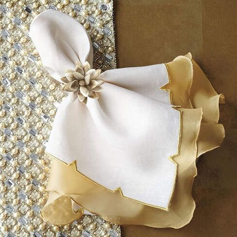 Marble Napkin Rings Set of 6, Succulent Beige Shell Flower Ring Napkin Holder, Bohu Rustic Coastal Table Decoration for Family Gathering, Thanksgiving Day, Christmas Day Kitchen Table Decor in Saudi Arabia