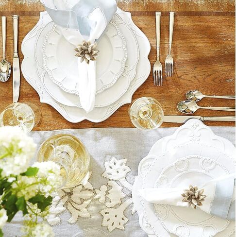 Marble Napkin Rings Set of 6, Succulent Beige Shell Flower Ring Napkin Holder, Bohu Rustic Coastal Table Decoration for Family Gathering, Thanksgiving Day, Christmas Day Kitchen Table Decor in Saudi Arabia