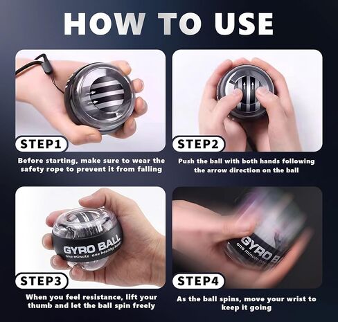 Torque Ball Hand Exercise, Grip Strengthen Trainer Wrist Ball, Power Gyro Ball with LED Lighting, Hand Finger Forearm Grip Strengthener in Saudi Arabia