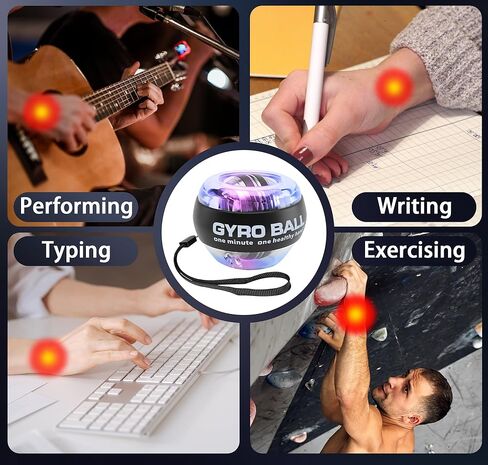 Torque Ball Hand Exercise, Grip Strengthen Trainer Wrist Ball, Power Gyro Ball with LED Lighting, Hand Finger Forearm Grip Strengthener in Saudi Arabia