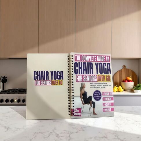Chair Yoga for Seniors Over 60 Book & Chart, 30-Day Challenge with Weight Loss and Balance Exercises, Chair Exercise Book for Elderly and Beginners, Gentle Seated No Standing Required in Saudi Arabia