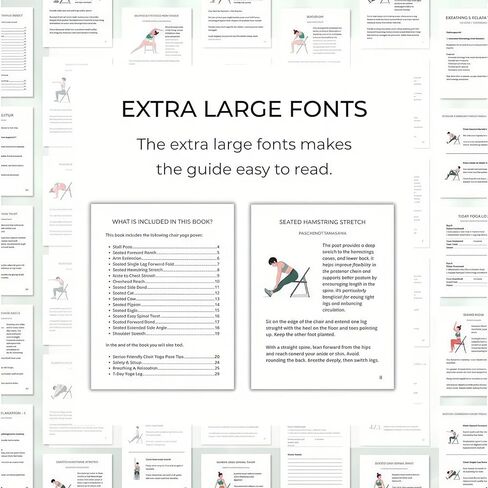 Chair Yoga for Seniors Over 60 Book & Chart, 30-Day Challenge with Weight Loss and Balance Exercises, Chair Exercise Book for Elderly and Beginners, Gentle Seated No Standing Required in Saudi Arabia
