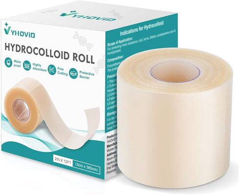 Hydrocolloid Roll for Wound Care, Hydrocolloid Patch Bandages with Self-Adhesive, Bed Sore Bandages, Highly Absorbent for Burn, Blister, Acne Care, Sterile and Waterproof (3in x 8ft) in Kuwait