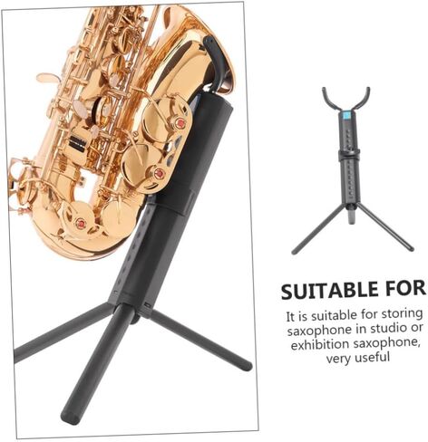 TOYANDONA Portable Tenor Saxophone Stand Folding Sax Holder with Blue Case, Desktop Storage Rack for Tenor Sax, Black Wind Instrument Accessory Suitable for Music Practice and Performance in Saudi Arabia
