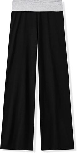 OAKFashion Womens Wide Leg Fold Over Flare Pants Casual Lounge Yoga Leggings Y2K Sweatpants Workout Stretch Bell Bottom in Saudi Arabia