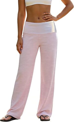 OAKFashion سراويل نسائية واسعة الساق قابلة للطي فوق مضيئة سراويل ضيقة لليوجا غير رسمية Y2K Sweatpants تجريب تمتد جرس القاع in Kuwait
