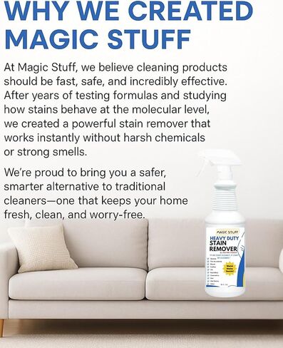 Magic Stuff Heavy Duty Stain Remover - Enzyme-Powered Carpet & Upholstery Cleaner - Eliminates Pet Urine, Odor, Wine, Coffee, Grease, and Deep Set Stains - No rinse, Odor Free, Kid & Pet Safe Formula in Saudi Arabia