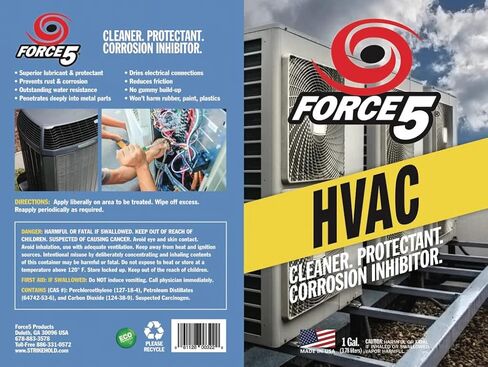 Force5 HVAC - 12 oz Spray Can – Coil Cleaner – Corrosion Inhibitor – Rust Prevention – Condenser Unit Cleaner – Condenser Coil Cleaner – No Foam Cleaner - No Rinse Cleaner – Evaporator Coil Cleaner – Professional Strength in Saudi Arabia