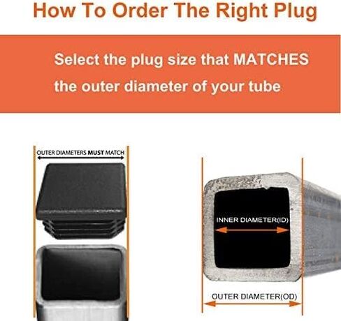 (عبوة من قطعتين) سدادات أنابيب مربعة مقاس 4 بوصات | حواف LDPE مرنة | غطاء علوي متين قوي التحمل بسمك 0.3 بوصة ومقاوم للصدمات in Kuwait