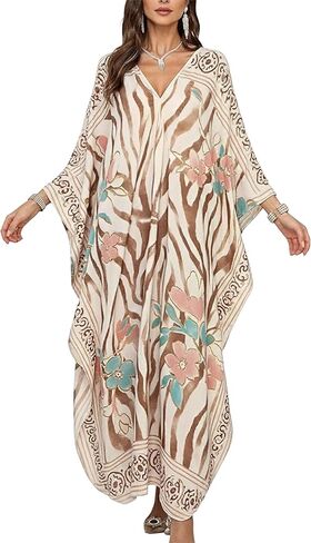 فستان Moo Moo Kaftan للسيدات، غطاء ملابس سباحة خفيف الوزن ومسامي للاسترخاء في المنزل ومنتجع الشاطئ in Kuwait