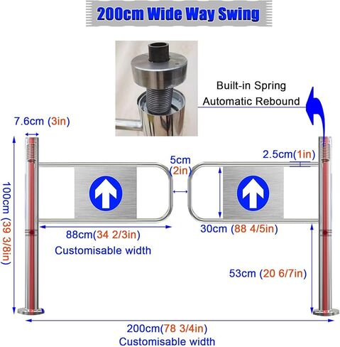 Double Action Supermarket Entrance Door - 100cm High One-Way Push Door, Ideal Replacement for Hallway Barrier Gates, Secure Passageway Solution in Kuwait