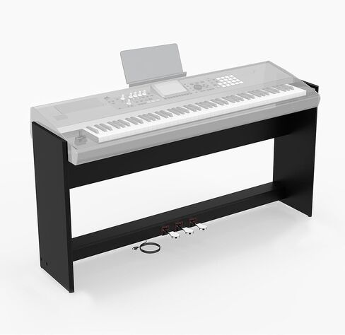 حامل لوحة مفاتيح البيانو الخشبي L125B متوافق مع لوحة مفاتيح البيانو الرقمية Yamaha P-125/P-128، مع وحدة بيانو تقليدية ذات 3 دواسات، تصميم عالي التحمل، أسود كلاسيكي in Kuwait