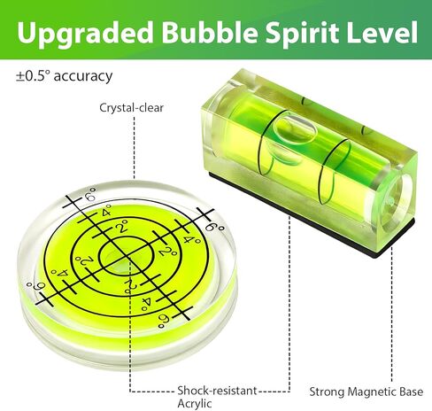 Auniwaig 9 Pcs Small Bubble Spirit Level, Mini Magnetic Square Bubble Levels, Circular Spirit Measuring Tools for Balancing Picture Hanging, Camera, Turntable, Tripod, Frame, Drill, 10x10x29mm, 32x7mm in Saudi Arabia