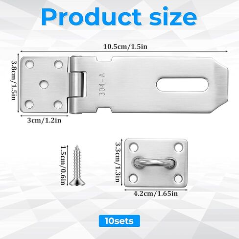 10 قطع من أقفال الأبواب بمشبك، 4 بوصات قفل بمشبك من الفولاذ المقاوم للصدأ، مشابك قفل، مشابك قفل أمان للأبواب والخزائن، والخزائن، والخزائن والمزيد in Kuwait