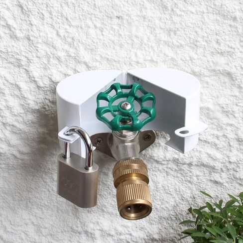 Outdoor Faucet Lock with Padlock Water Spigot Lockout Device Suitable for Garden Hose Bib Water Valve Childproof,Prevent Water Theft and Unauthorized Use of Water,White in Saudi Arabia