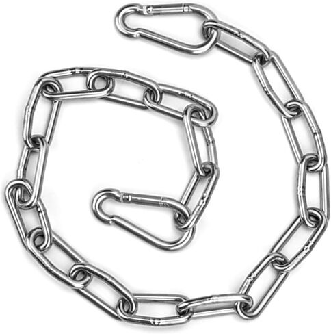 1 Pack Gate Chain Lock for Outdoor Fence with Carabiner, 1/6 x 44 Inch Stainless Steel Link Chains No Fear of Being Bent, Easy to Adjust Barn Chain for Livestock Gate （ Silver ） (1, 44 Inch) in Kuwait