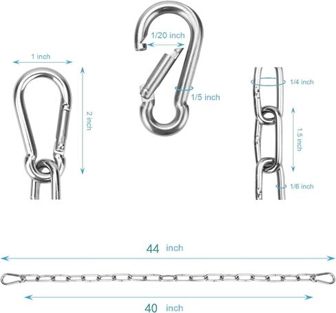 1 Pack Gate Chain Lock for Outdoor Fence with Carabiner, 1/6 x 44 Inch Stainless Steel Link Chains No Fear of Being Bent, Easy to Adjust Barn Chain for Livestock Gate （ Silver ） (1, 44 Inch) in Kuwait