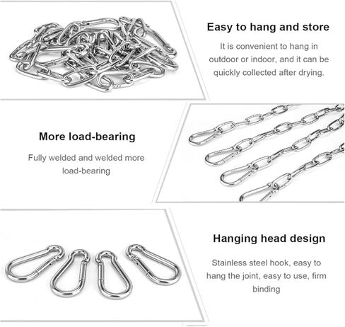 1 Pack Gate Chain Lock for Outdoor Fence with Carabiner, 1/6 x 44 Inch Stainless Steel Link Chains No Fear of Being Bent, Easy to Adjust Barn Chain for Livestock Gate （ Silver ） (1, 44 Inch) in Kuwait