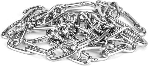 1 Pack Gate Chain Lock for Outdoor Fence with Carabiner, 1/6 x 44 Inch Stainless Steel Link Chains No Fear of Being Bent, Easy to Adjust Barn Chain for Livestock Gate （ Silver ） (1, 44 Inch) in Kuwait