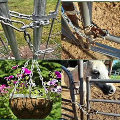 1 Pack Gate Chain Lock for Outdoor Fence with Carabiner, 1/6 x 44 Inch Stainless Steel Link Chains No Fear of Being Bent, Easy to Adjust Barn Chain for Livestock Gate （ Silver ） (1, 44 Inch) in Kuwait