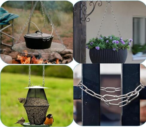 1 Pack Gate Chain Lock for Outdoor Fence with Carabiner, 1/6 x 44 Inch Stainless Steel Link Chains No Fear of Being Bent, Easy to Adjust Barn Chain for Livestock Gate （ Silver ） (1, 44 Inch) in Kuwait