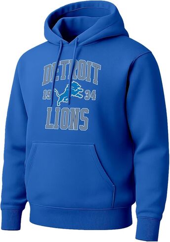 الرياضة الهجينة NFL - ديترويت ليونز - التأسيس - سترة صوفية بغطاء للرأس للرجال والنساء - مقاس متوسط ​​- أزرق ملكي in Kuwait