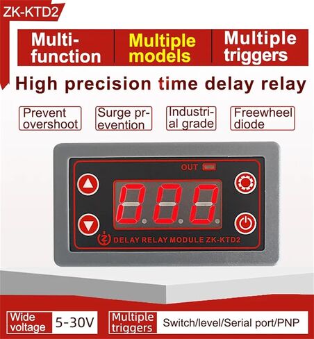 ZK-KTD2 DC 5-30V Delay Relay Module, 5A Multi-Function Timer for Industrial Automation, Compatible with 5V 12V 24V Systems in Saudi Arabia