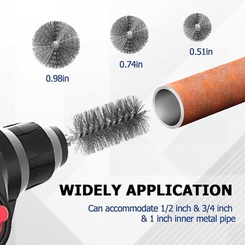 1/2" 3/4" 1" Metal Copper Pipe Cleaner Set - with Replaceable Blades, Tube Cleaning Brush for Power Drill, Removing Stains and Paint from Copper Pipes and Various Metal Pipes in Saudi Arabia