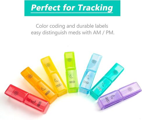 Remtise Weekly Pill Organizer, 7 Day Pill Box (2-Times-A-Day) Portable for Travel with Moisture-Proof Design Am/Pm Pill Case to Pills/Vitamin/Fish Oil/Supplements in Kuwait