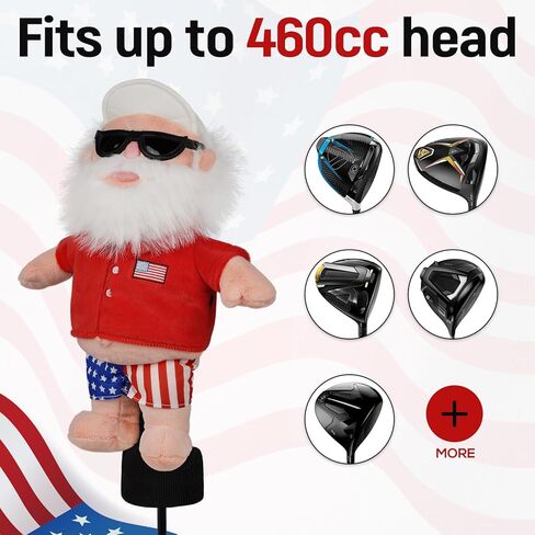 غطاء رأس خشبي لسائقي الجولف من Craftsman Golf National Santa Golf غطاء رأس من القطيفة لنادي الجولف مع زي علم الولايات المتحدة الأمريكية، هدية ممتعة لعطلات الجولف للرجال in Saudi Arabia