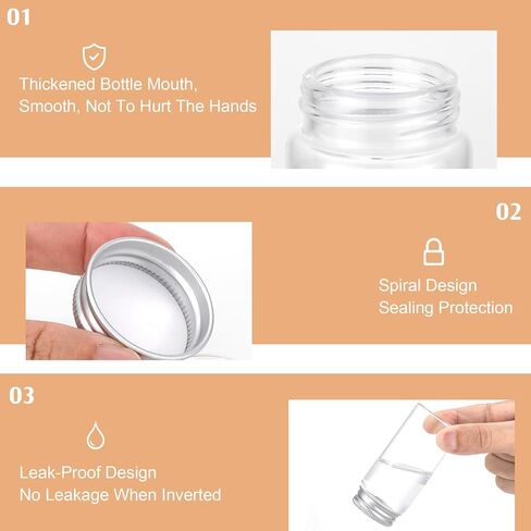 JIUWU 15 Pack Small Glass Jars, 2 Oz Glass Bottle with Lids, 60 Ml Bottles with Lids,Small Bottles for Dispenser vials for Kitchen Seasonings in Saudi Arabia