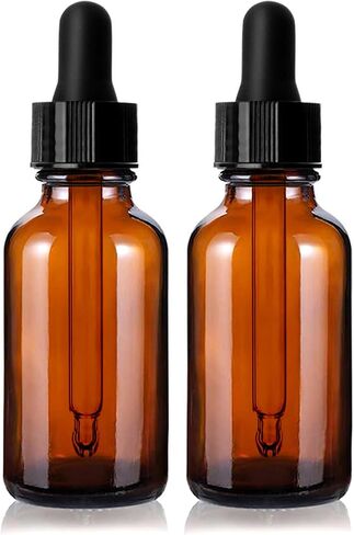 (عبوتان) - زجاجات قطارة زجاجية كهرمانية سعة 2 أونصة مع قطارات زجاجية مدببة - زجاجات بوسطن مستديرة من زجاج العنبر سعة 60 مل مع قطارة عين زجاجية - زجاجة زيوت أساسية سميكة مانعة للتسرب للتخزين والسفر in Kuwait