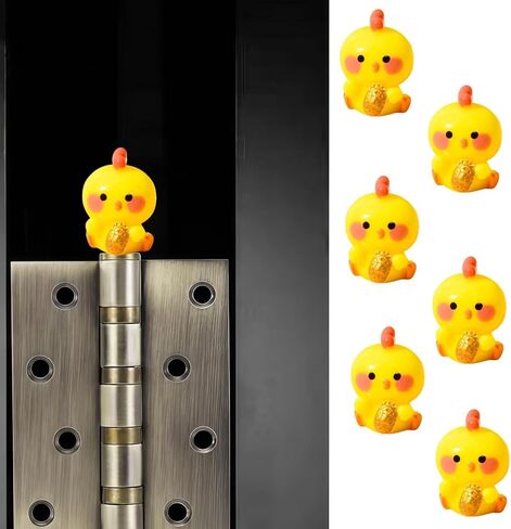 Cute Mini Creative Yellow Chick Hinge Heads Decorative Topper Set 6PCS, Home Decoration,Magnetic Hinge Head Toppers Door Hinge in Saudi Arabia