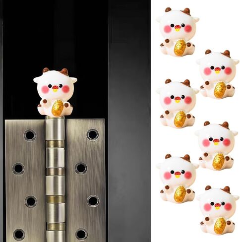 Cute Mini Creative Cattle,Cow Hinge Heads Decorative Topper Set 6PCS, Home Decoration,Magnetic Hinge Head Toppers Door Hinge in Saudi Arabia