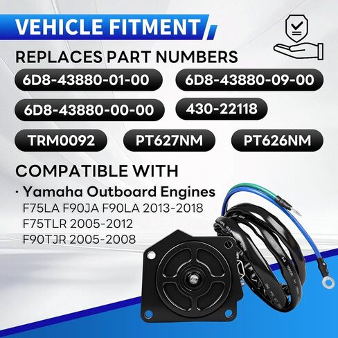 430-22118 Upgraded Trim Tilt Motor Compatible with Yamaha Outboard F75LA F90JA F90LA F75TLR F90TJR 6D8-43880-01-00 6D8-43880-09-00 PT626NM PT627NM in Saudi Arabia