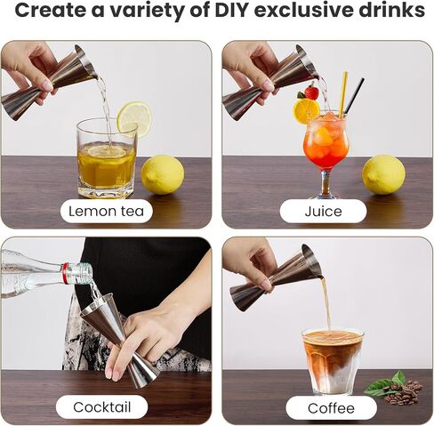 Professional Bartender Jigger, Thickened 18/8 Stainless Steel Japanese Style Double Jigger with Laser Etched Measurements, No Curled Lip Design,for Home & Bar Use (1oz/2oz, 10ml/20ml/30ml/45ml) in Saudi Arabia