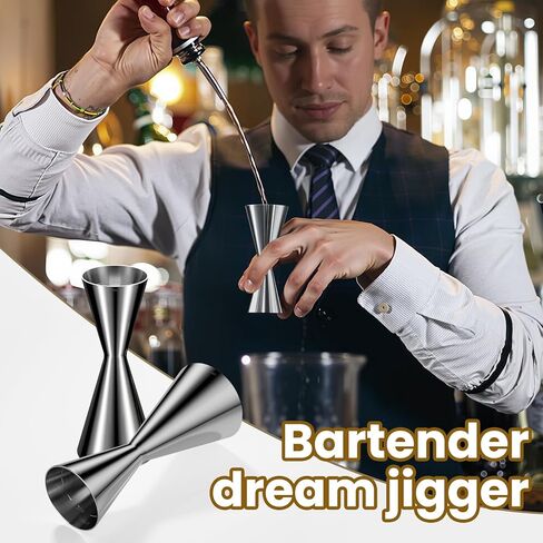 Professional Bartender Jigger, Thickened 18/8 Stainless Steel Japanese Style Double Jigger with Laser Etched Measurements, No Curled Lip Design,for Home & Bar Use (1oz/2oz, 10ml/20ml/30ml/45ml) in Saudi Arabia