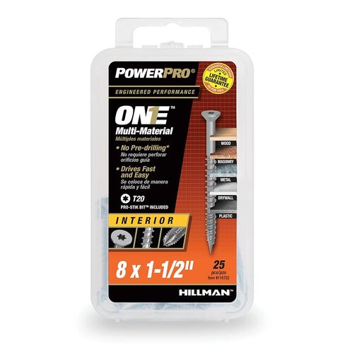 PowerPro 116722 Multi-Material Screws, Silver, 25 Piece, 1.5 inches in Saudi Arabia