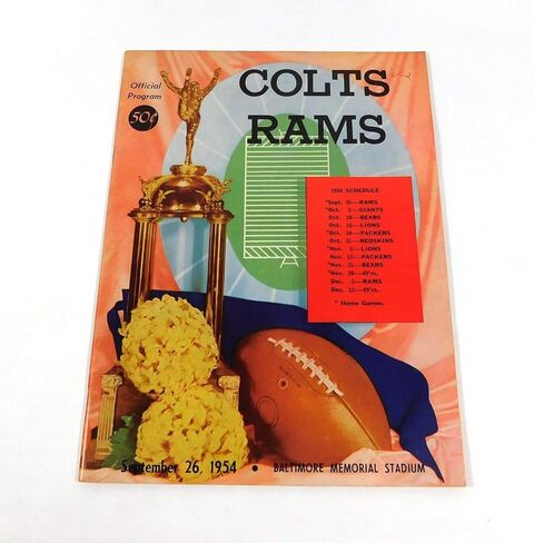 1954 Los Angeles Rams at Baltimore Colts NFL Football Program 9-26-54 - NFL Programs in Saudi Arabia